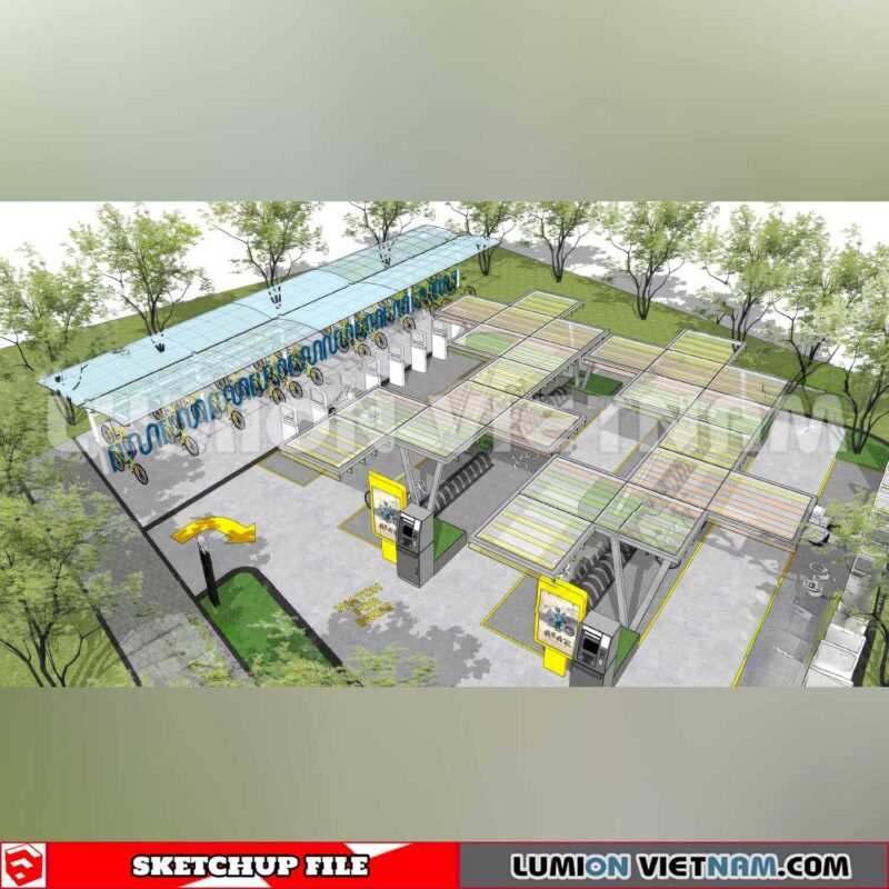 240809. Parking Lot Sketchup Exterior 3D Models